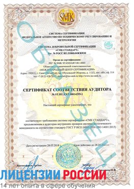 Образец сертификата соответствия аудитора №ST.RU.EXP.00014299-1 Шарья Сертификат ISO 14001